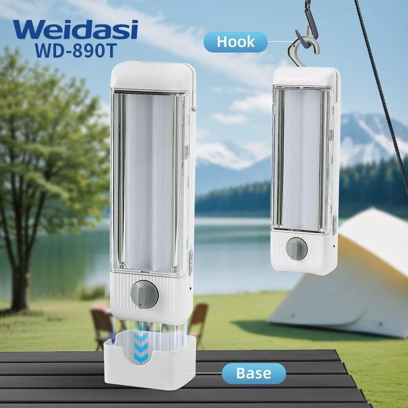 چراغ اضطراری LED ویداسی WD-890T – شارژی، پرنور، همراه با پایه و قابلیت تنظیم زاویه نور